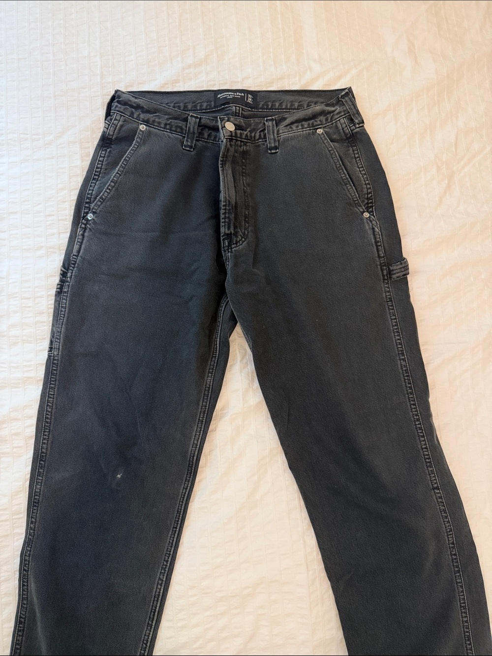 Abercrombie & Fitch Black Cargo Pants with Hammer Loop